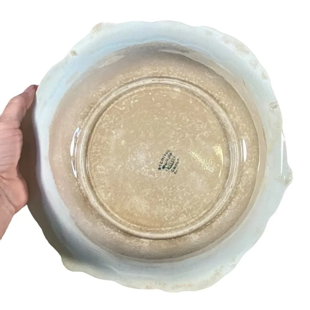 Porcelain Vtg Serving Bowl Grape Pattern Fruit Bowl Stamped Sterling China